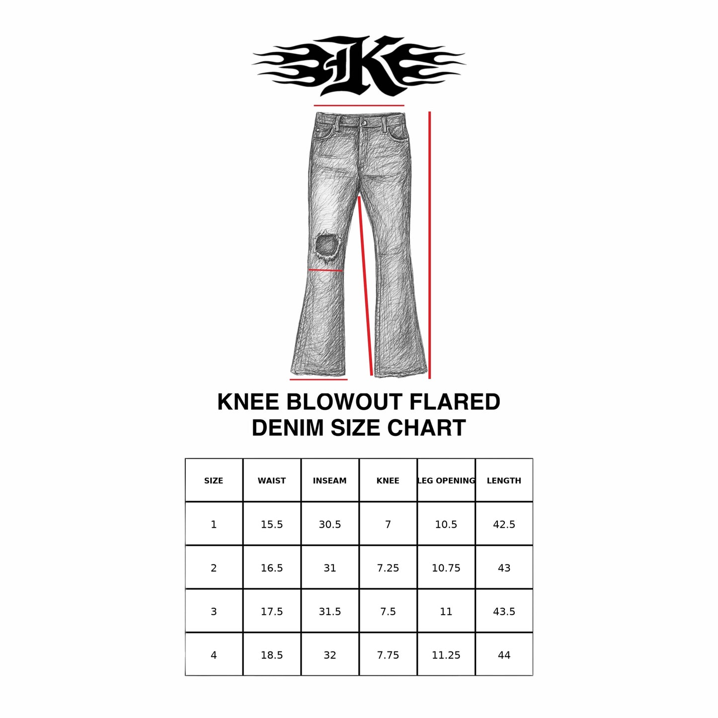 Knee Blowout Flared Denim